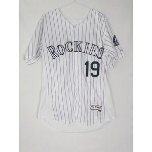 Majestic Colorado Rockies Jersey Sz 40 White Striped Blackmon #19 MLB